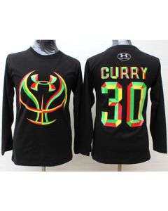 Warriors #30 Stephen Curry Black Candy Under Armour Long Sleeve Stitched NBA Jersey