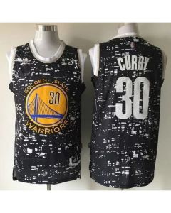 Warriors #30 Stephen Curry Black City Light Stitched NBA Jersey