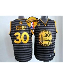 Warriors #30 Stephen Curry Black/Grey Groove The Finals Patch Stitched NBA Jersey