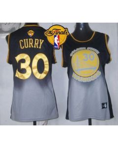Warriors #30 Stephen Curry Black/Grey The Finals Patch Women's Fadeaway Fashion Stitched NBA Jersey