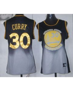 Warriors #30 Stephen Curry Black/Grey Women's Fadeaway Fashion Stitched NBA Jersey