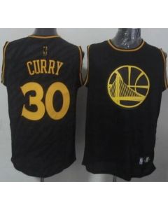 Warriors #30 Stephen Curry Black Precious Metals Fashion Stitched NBA Jersey