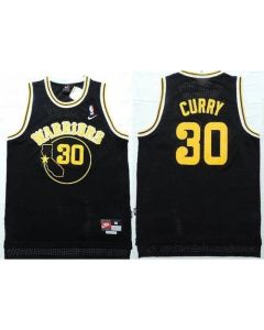 Warriors #30 Stephen Curry Black Throwback Stitched NBA Jersey
