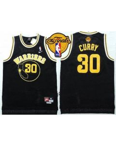 Warriors #30 Stephen Curry Black Throwback The Finals Patch Stitched NBA Jersey