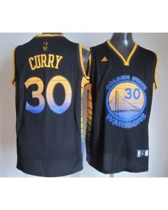 Warriors #30 Stephen Curry Black Vibe Stitched NBA Jersey