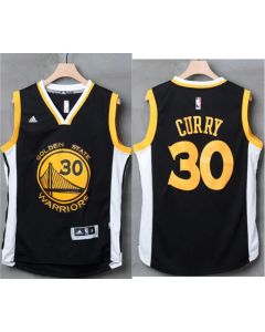 Warriors #30 Stephen Curry Black/White Stitched NBA Jersey