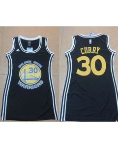 Warriors #30 Stephen Curry Black Women's Dress Stitched NBA Jersey