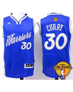 Warriors #30 Stephen Curry Blue 2015-2016 Christmas Day The Finals Patch Stitched NBA Jersey