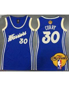 Warriors #30 Stephen Curry Blue 2015-2016 Christmas Day The Finals Patch Women's Dress Stitched NBA Jersey