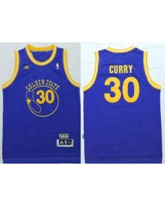 Warriors #30 Stephen Curry Blue New Throwback Stitched NBA Jersey