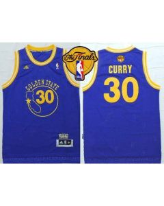 Warriors #30 Stephen Curry Blue New Throwback The Finals Patch Stitched NBA Jersey