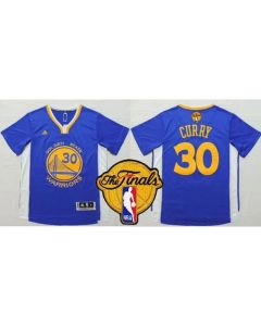Warriors #30 Stephen Curry Blue Short Sleeve The Finals Patch Stitched NBA Jersey