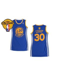 Warriors #30 Stephen Curry Blue The Finals Patch Women's Dress Stitched NBA Jersey
