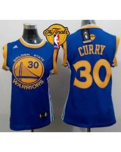 Warriors #30 Stephen Curry Blue The Finals Patch Women's Road Stitched NBA Jersey