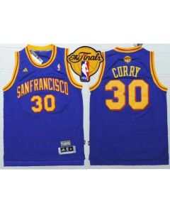 Warriors #30 Stephen Curry Blue Throwback San Francisco The Finals Patch Stitched NBA Jersey