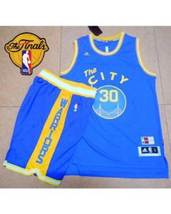 Warriors #30 Stephen Curry Blue Throwback The City A Set The Finals Patch Stitched NBA Jersey