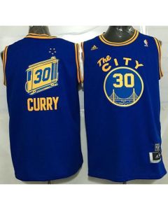 Warriors #30 Stephen Curry Blue Throwback The City Stitched NBA Jersey
