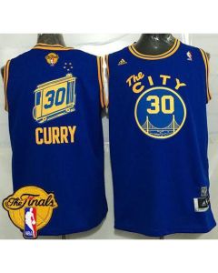 Warriors #30 Stephen Curry Blue Throwback The City The Finals Patch Stitched NBA Jersey