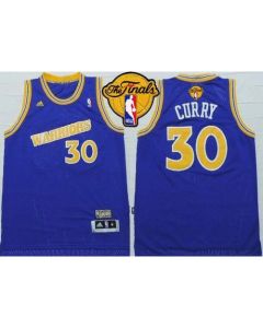 Warriors #30 Stephen Curry Blue Throwback The Finals Patch Stitched NBA Jersey