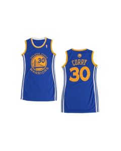 Warriors #30 Stephen Curry Blue Women's Dress Stitched NBA Jersey