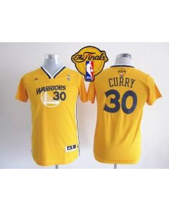 Warriors #30 Stephen Curry Gold Alternate The Finals Patch Stitched Youth NBA Jersey