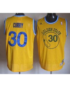 Warriors #30 Stephen Curry Gold New Throwback Stitched NBA Jersey
