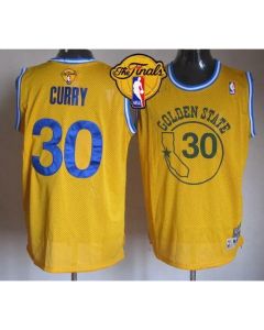 Warriors #30 Stephen Curry Gold New Throwback The Finals Patch Stitched NBA Jersey