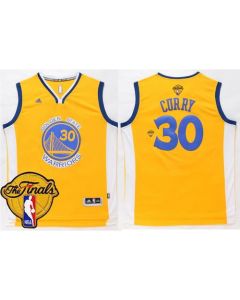 Warriors #30 Stephen Curry Gold The Finals Patch Stitched NBA Jersey