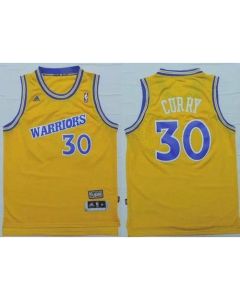 Warriors #30 Stephen Curry Gold Throwback Stitched NBA Jersey