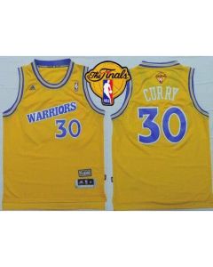 Warriors #30 Stephen Curry Gold Throwback The Finals Patch Stitched NBA Jersey