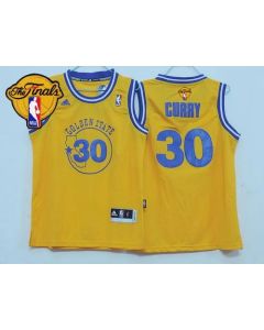 Warriors #30 Stephen Curry Gold Throwback The Finals Patch Stitched Youth NBA Jersey