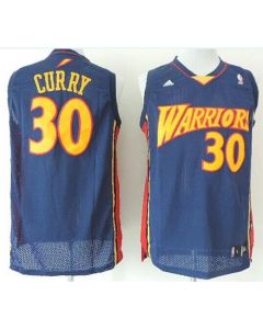 Warriors #30 Stephen Curry Navy Blue Throwback Stitched NBA Jersey