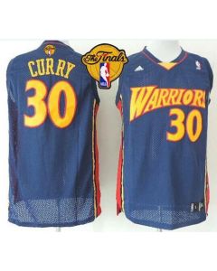 Warriors #30 Stephen Curry Navy Blue Throwback The Finals Patch Stitched NBA Jersey