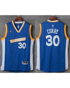 Warriors #30 Stephen Curry Royal Stretch Crossover Stitched NBA Jersey