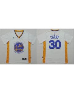 Warriors #30 Stephen Curry White Short Sleeve Stitched NBA Jersey