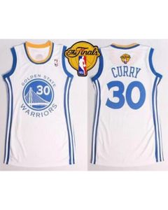 Warriors #30 Stephen Curry White The Finals Patch Women's Dress Stitched NBA Jersey