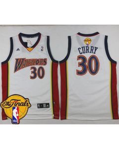 Warriors #30 Stephen Curry White Throwback The Finals Patch Stitched NBA Jersey