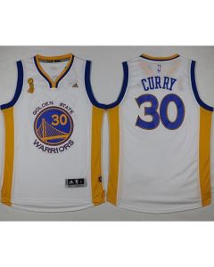 Warriors #30 Stephen Curry White Trophy Banner Champions Stitched NBA Jersey