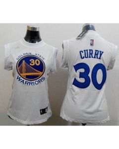 Warriors #30 Stephen Curry White Women Fashion Stitched NBA Jersey