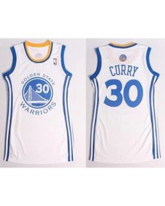 Warriors #30 Stephen Curry White Women's Dress Stitched NBA Jersey