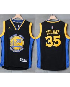 Warriors #35 Kevin Durant Black/Blue Stitched NBA Jersey