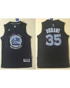 Warriors #35 Kevin Durant Black Diamond Fashion Stitched NBA Jersey