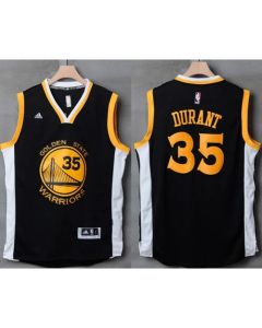 Warriors #35 Kevin Durant Black/White Stitched NBA Jersey