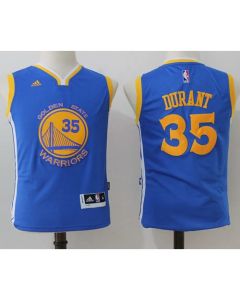 Warriors #35 Kevin Durant Blue Stitched Youth NBA Jersey