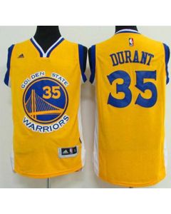 Warriors #35 Kevin Durant Gold Stitched NBA Jersey