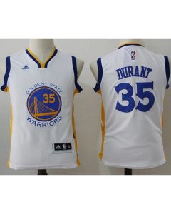 Warriors #35 Kevin Durant White Stitched Youth NBA Jersey