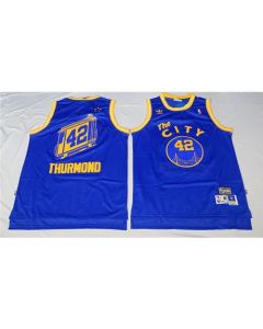 Warriors #42 Nate Thurmond Blue Throwback The City Stitched NBA Jersey