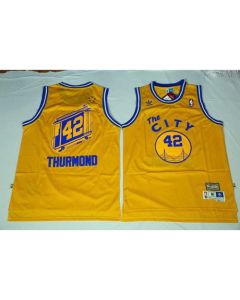 Warriors #42 Nate Thurmond Gold Throwback The City Stitched NBA Jersey