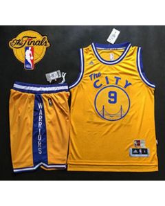 Warriors #9 Andre Iguodala Gold Throwback The City A Set The Finals Patch Stitched NBA Jersey