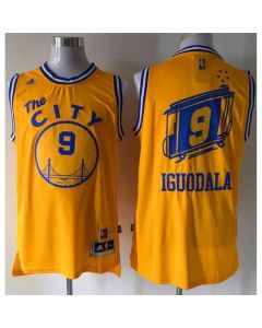 Warriors #9 Andre Iguodala Gold Throwback The City Stitched NBA Jersey